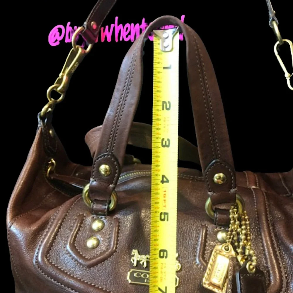 Vintage COACH Full Grain Brown Leather Top Handle Shoulder Bag NWOT